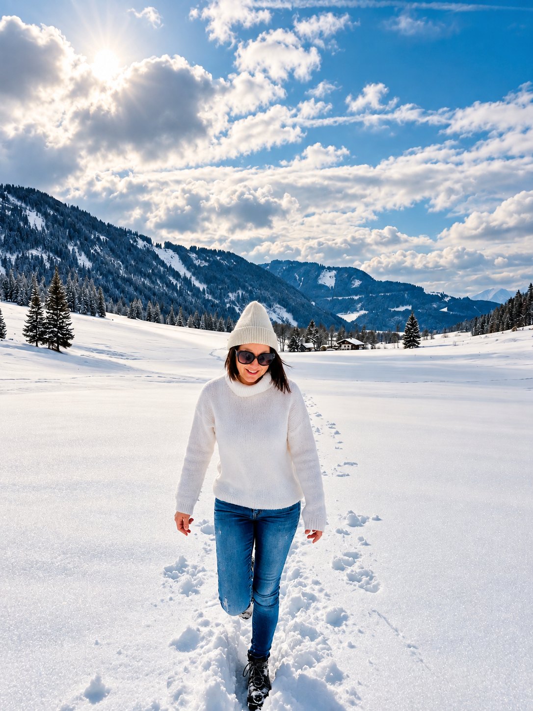 Ina Ressi bei einer Winterwanderung