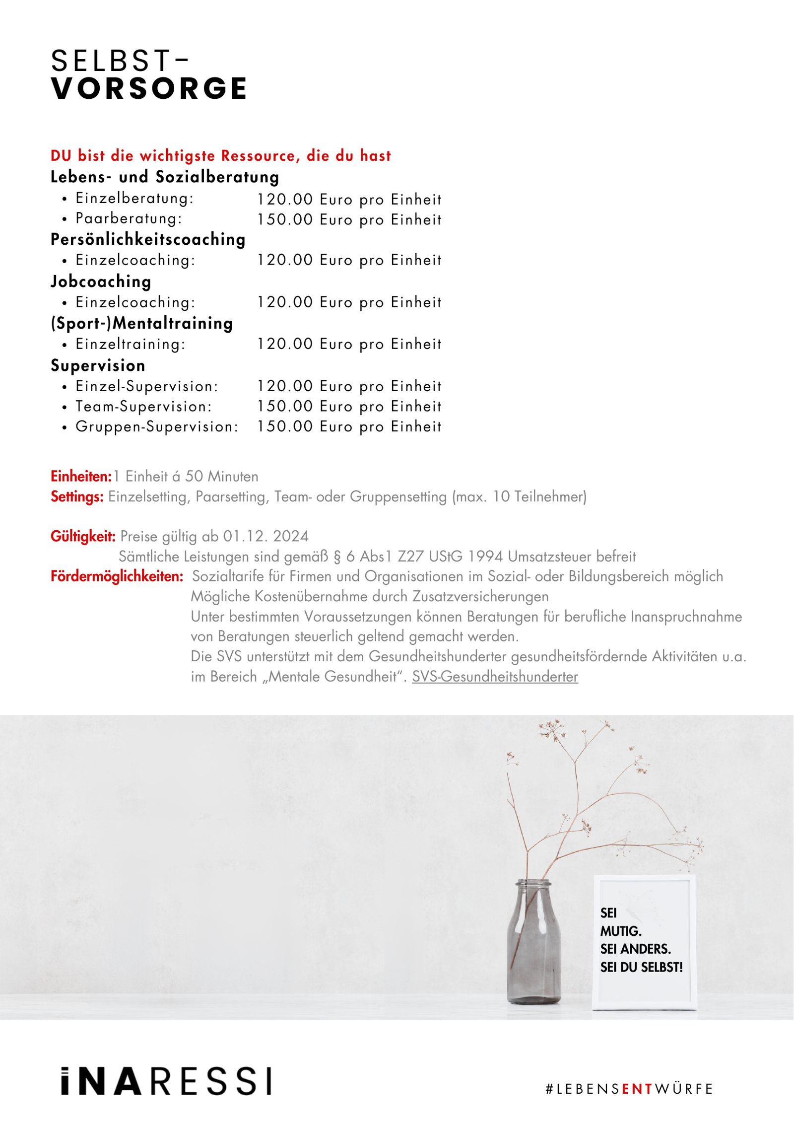 Selbstvorsorge – Infoblatt